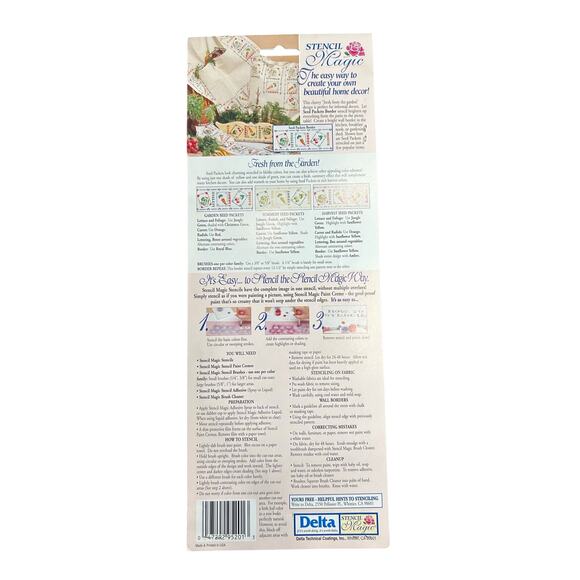 90s Vintage- Stencil Magic By Delta- Seed Packets Border No. 95 201 0012 NWT - Picture 2 of 5